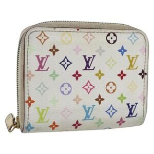 LOUIS VUITTON Monogram Multicolor Zippy Coin Purse White M93741 LV Auth 163014